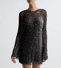 cross-border  independent station cross-border women's clothing large and small bubble beads see-through mesh two-piece set suspender dress