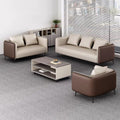 Business reception area, meeting & negotiation zone, executive office: genuine leather office sofa & coffee table set with latex cushion accessories