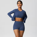 European and american style seamless fleece-lined yoga set - quick-dry, breathable activewear for outdoor leisure, running, and fitness (3-piece)