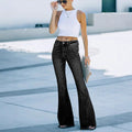 European and american stretch jeans for women - new arrival, hot-selling, elegant commute style, raw hem micro flare jeans, washed fashion denim