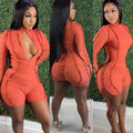 European and american cross-border women's fashion:  independent site, foreign trade, stylish, sexy, color block, solid color drawstring long sleeve jumpsuit