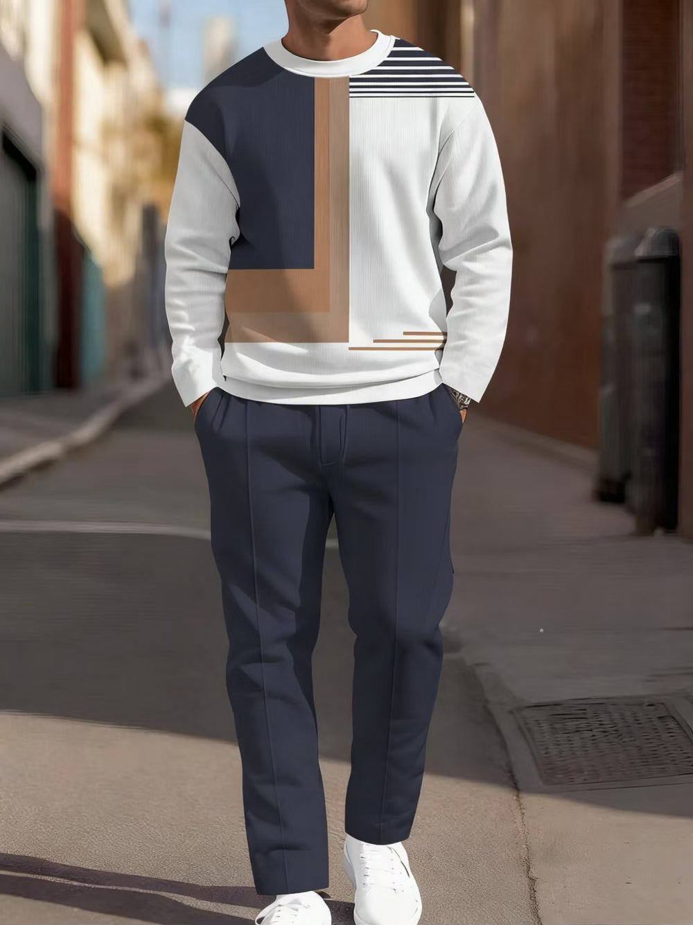 cross-border e-commerce 3d digital print men's autumn/winter new casual fitted long-sleeve hoodie and pants set
