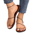 Export new arrival thin strap plus size woven thin strap sandals casual lightweight flats beach shoes toe roman shoes