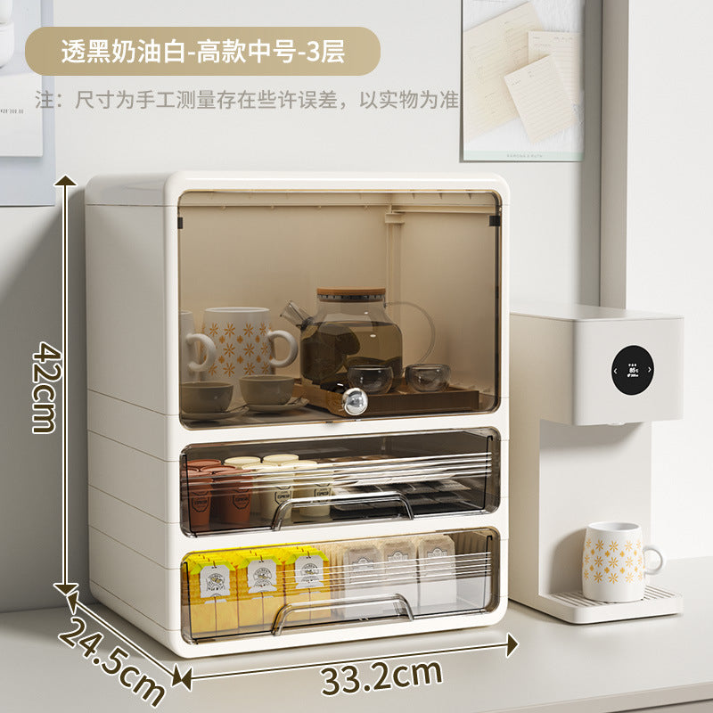 Storage box, drawer, multi-layer snack rack, kitchen desktop, tea cup rack, tea set, storage rack, water cup rack.