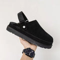 Thick sole toe-cap back strap boken shoes exportplus size24autumnew arrival cowhide velvet casual toe-cap slippers in stock