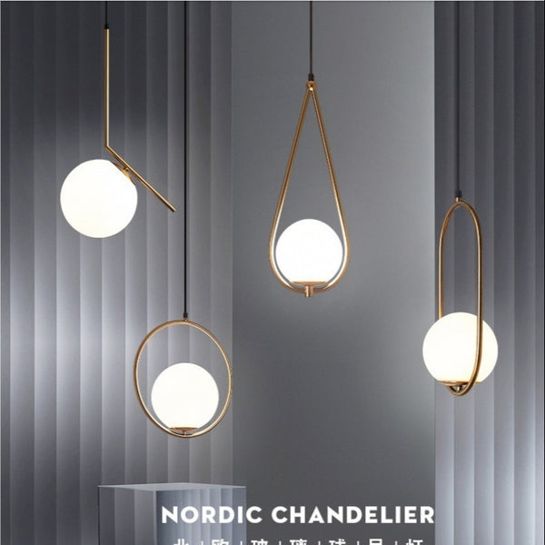 Nordic simple personalized glass ball chandelier bedside clothing store milk tea shop dining bar window barber shop chandelier