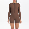fashioncut out beautiful back half open zipper jumpsuit peach butt sports fitness running jumpsuit women's yoga wear