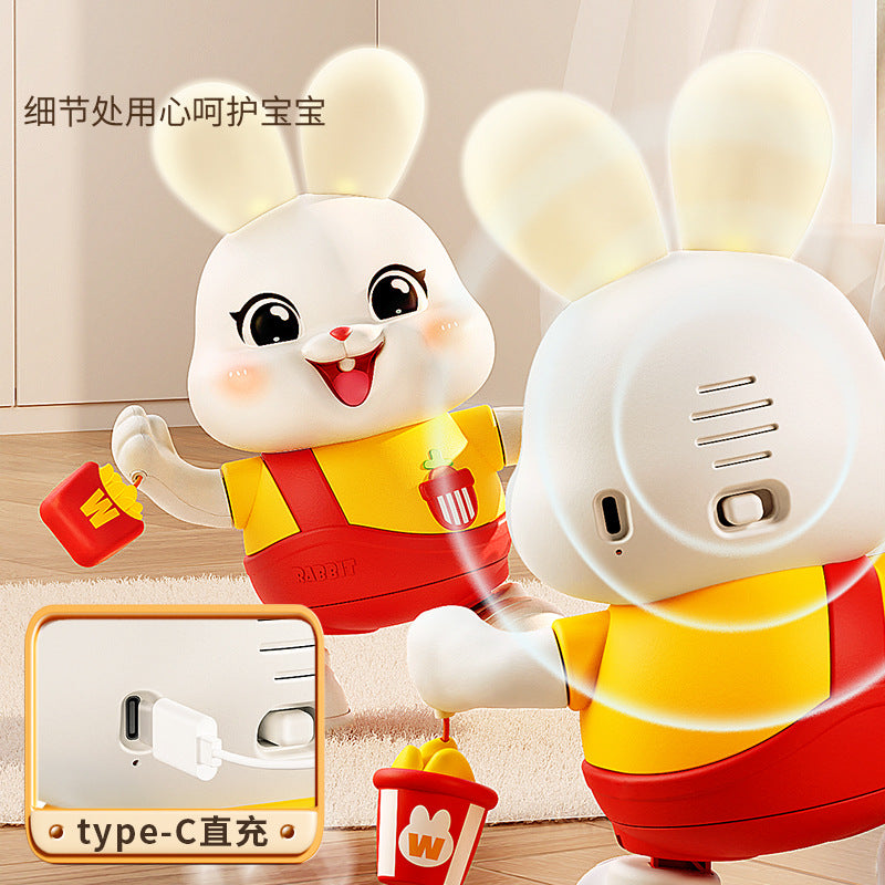 Electric little lucky rabbit baby toy - dancing, head-up training doll for infants 0-1 year old newborns