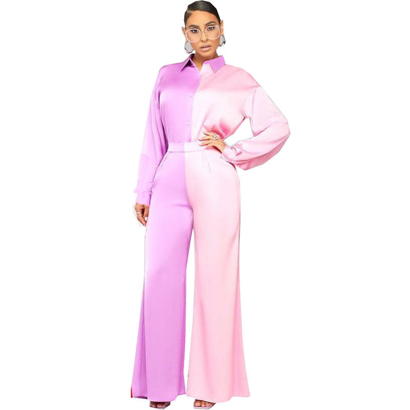 African cross-border sourcing:  new print two-tone top and pants casual set - basic women's clothing clearance