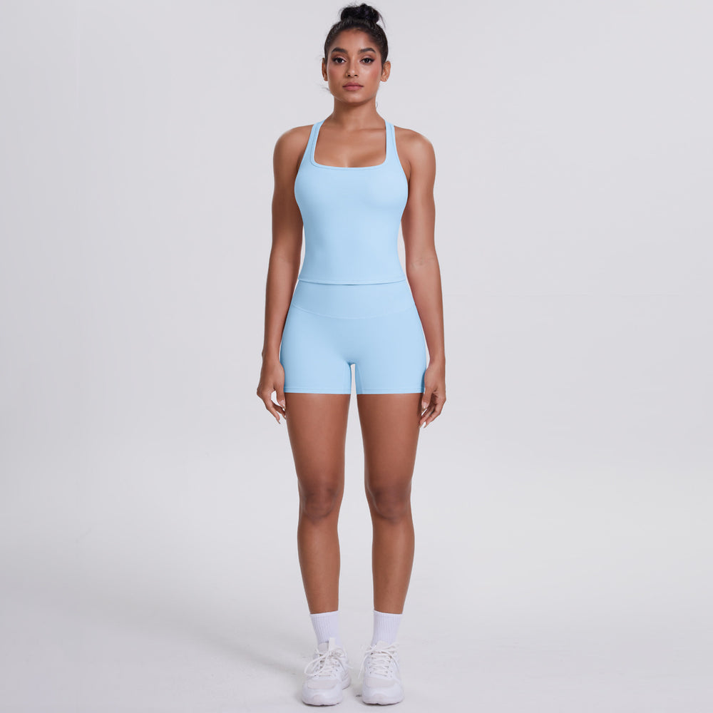 Cloud-feel brushed outdoor casual running yoga clothes, quick-drying, beautiful back, hip-lifting, tight shorts, sports and fitness clothes suit