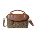 High-end retro print handbag for women, 2025 new color block fashion tote bag, shoulder bag, crossbody commuter small square bag