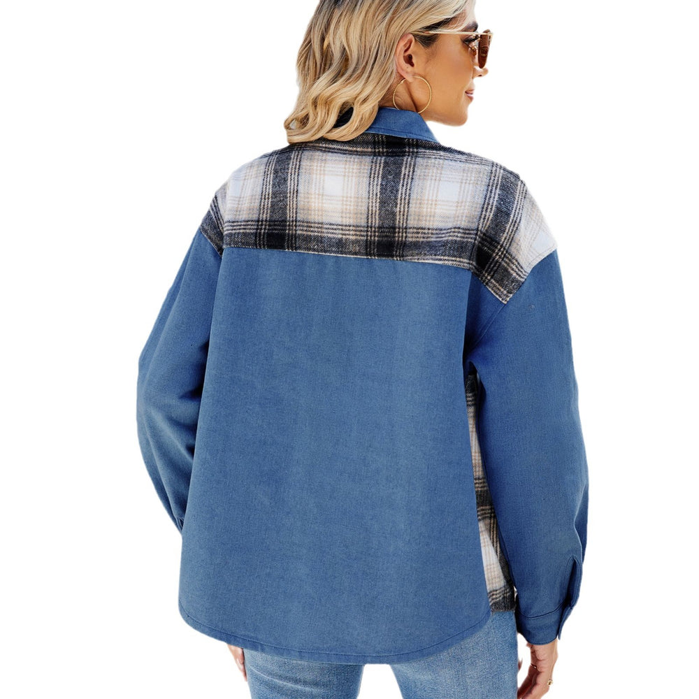 Fashion cross-border foreign trade women's clothing  independent station new washed denim stitching casual jacket outweartops