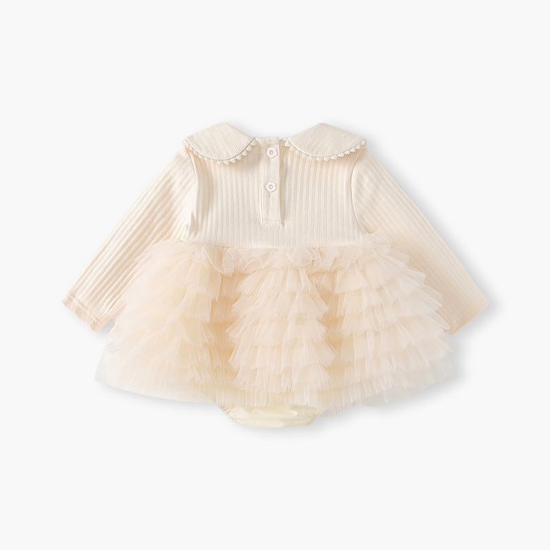 Girls' spring dresses, baby princess dress, first birthday outfit, infant skirt, spring and autumn children's mesh romper dress