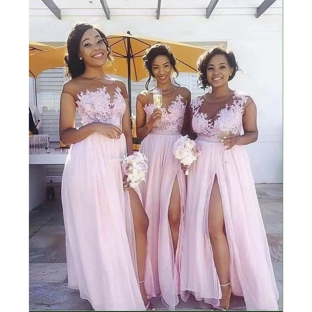 Aliexpress  african women's new wedding dress sexy slit maxi dress evening gown lace chiffon dress