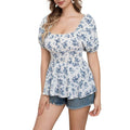 code new arrival  original women's eleganceprinting square collar tops