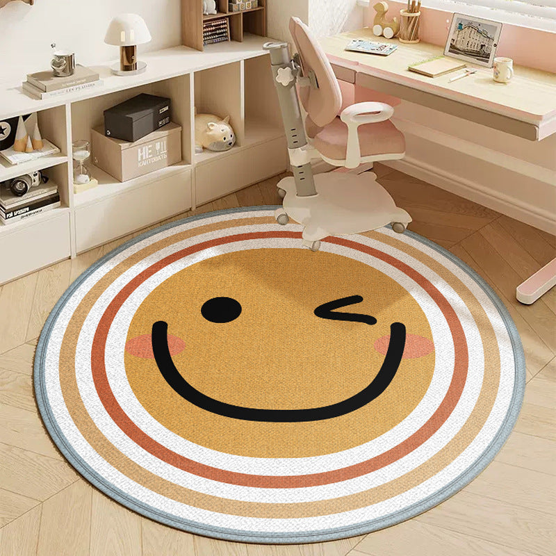 Cartoon round carpet bedroom dresser cloakroom foot cushion children's room swivel chair stool mat non-slip floor mat