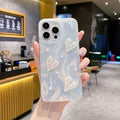 Feather yarn silver is suitable for apple 16pro stereo heart mobile phone case iphone14/13 laser creative hard protective case