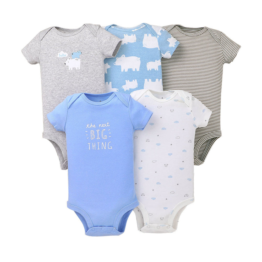 Dropshipping summer infant & toddler short-sleeve mixed color romper, triangle short-sleeve bodysuit, 5-piece set