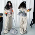 Girls'  new autumn outfit: designer set for mid-to-large children - wide-leg pants, stylish and loose-fitting two-piece set for girls