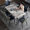 Rock slab dining table for homesmall apartment dining table modern casualaccessible luxury rectangular high-end glossy dining table and chair combination