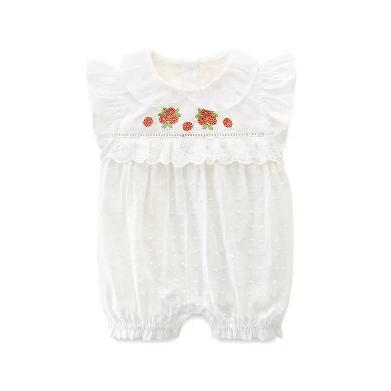 Newborn baby summer romper  spring infant flutter sleeve bodysuit long sleeve crawling suit baby girl outfit