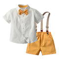 Kids' summer outfit set: boys' short-sleeve white shirt, host/flower boy dress, performance costume, children's clothing