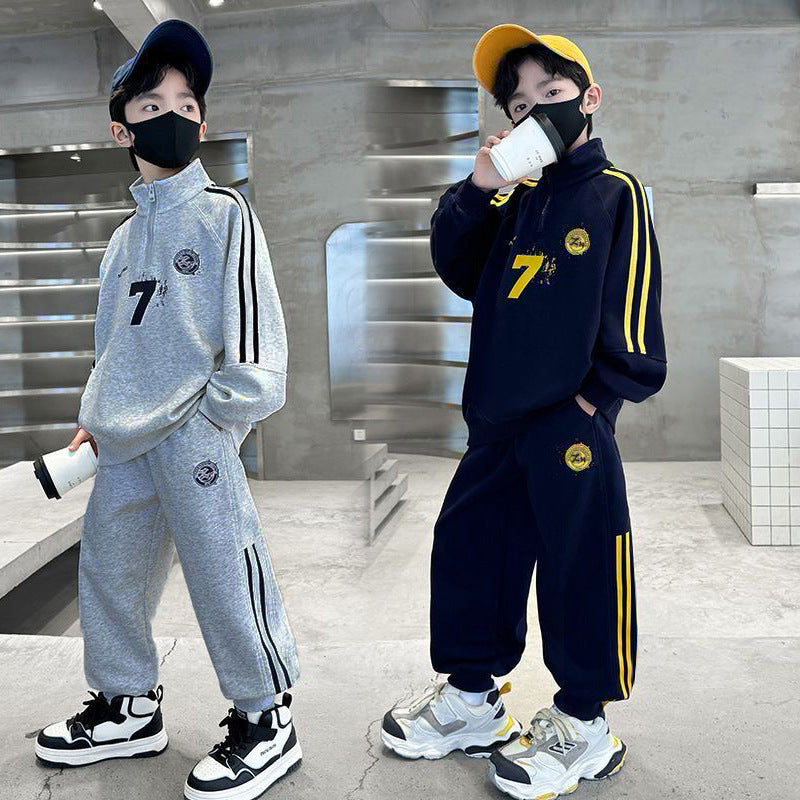 Boys' spring/autumn outfit set -  new collection - stylish korean-inspired two-piece set for older boys and big kids - trendy and fashionable