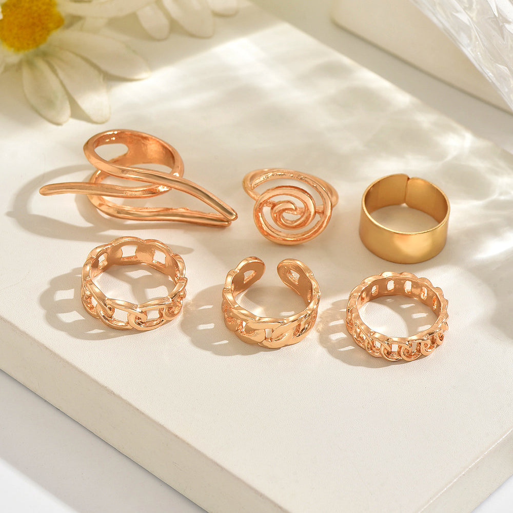 Wholesale geometric rings: european and american cross-border jewelry, niche high-end, unique, statement, light luxury, hollowed-out ins style rings for women