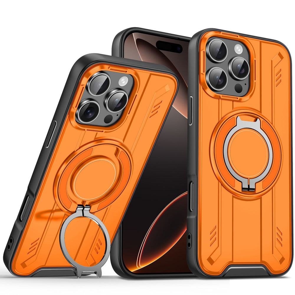 Lingsheng rotating integrated magnetic holder is suitable for iphone17pro mobile phone case armor anti-fall apple 11 cross-border