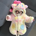 Baby cartoon clothes winterthickenedheattech jumpsuit baby winter clothes super cute rompersfleece-lined haki rompers