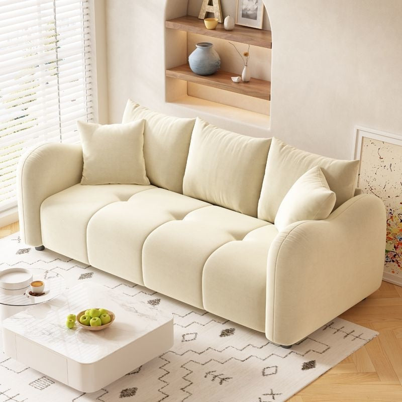 Sofa small apartment living room new arrival cream style straight row leather sofa modern casual apartment double sofa