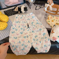 Kids anti-mosquito pants summer crotchless pants cute printing men's and women's baby home casual large crotch pp pants outwear