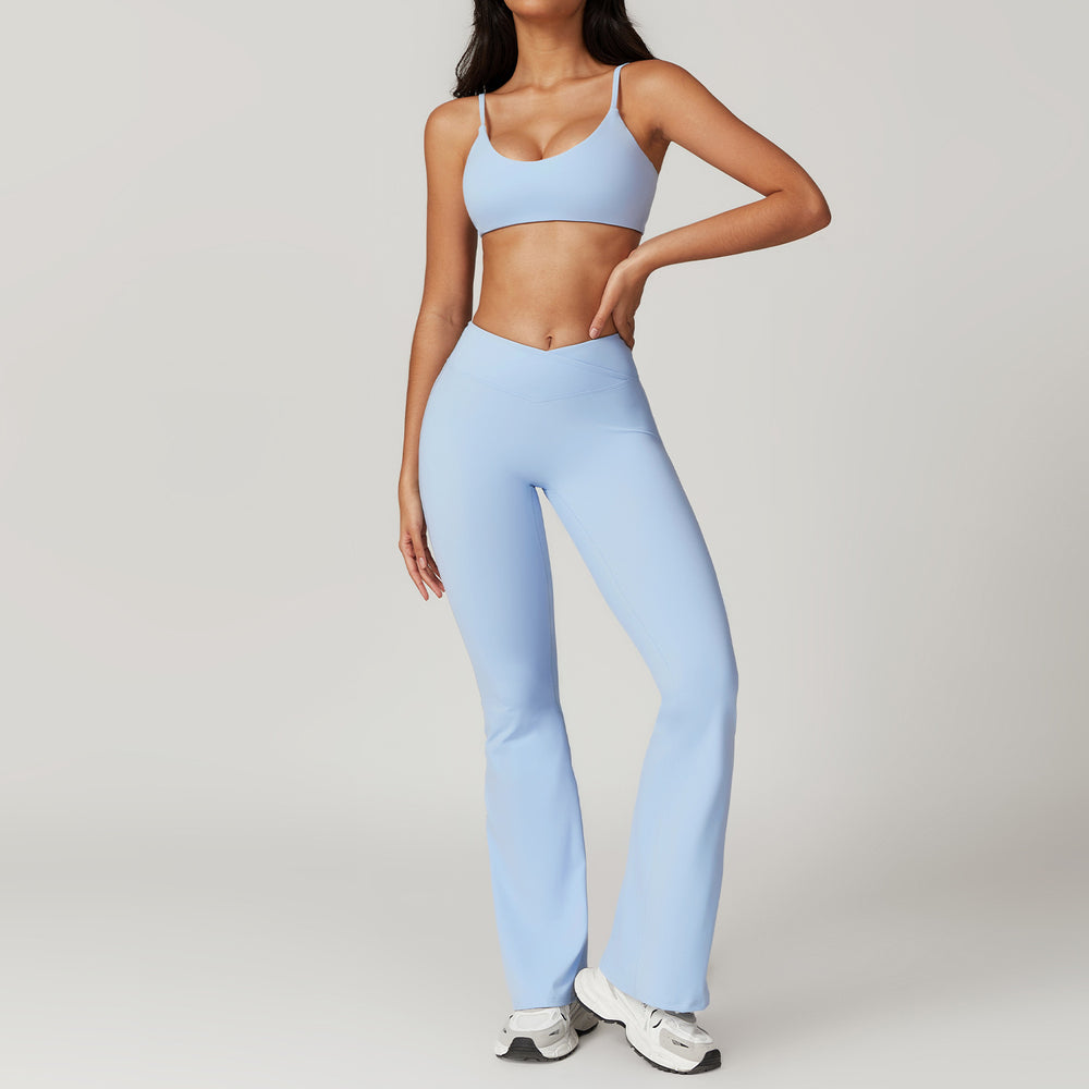 Eco-friendly recycled compression quick-dry yoga set - activewear running short sleeve set with racerback design - women's fitness apparel 8799