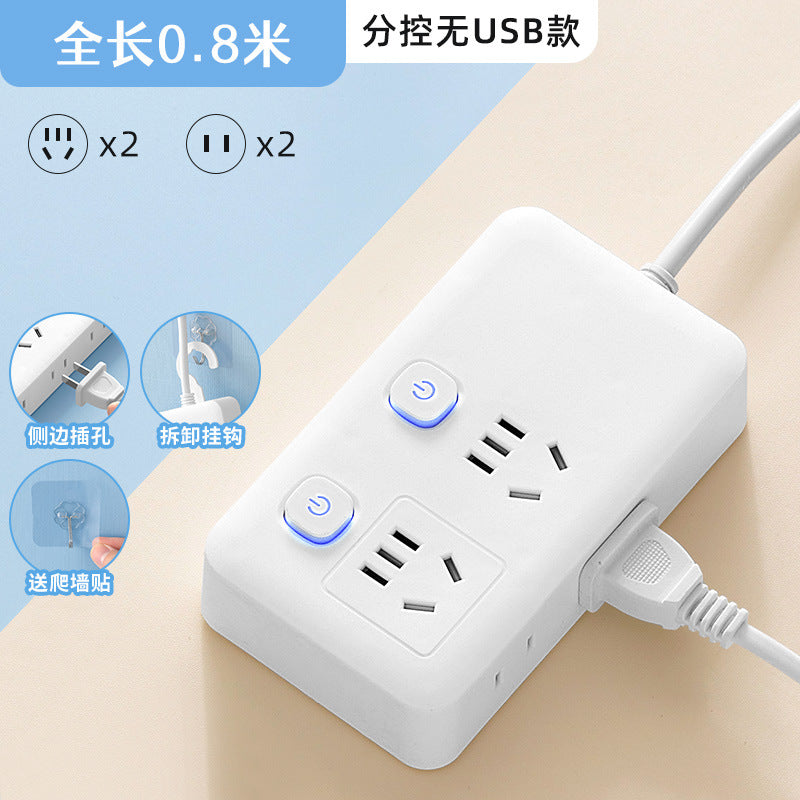 Smart power strip with 3 usb ports, multi-outlet power strip panel, multifunctional multi-outlet power strip, household power strip with cord