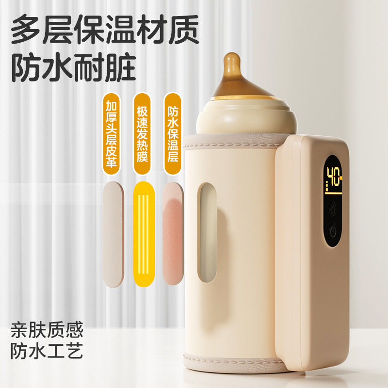 Baby bottle warmer sleeve - rechargeable, portable, waterless heating, wireless constant temperature, charging milk warmer heater for on-the-go use