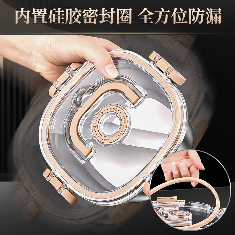 304 stainless steel crisper food grade refrigerator sealed box fruit box bento box soup bowl with lid lunch box wholesale