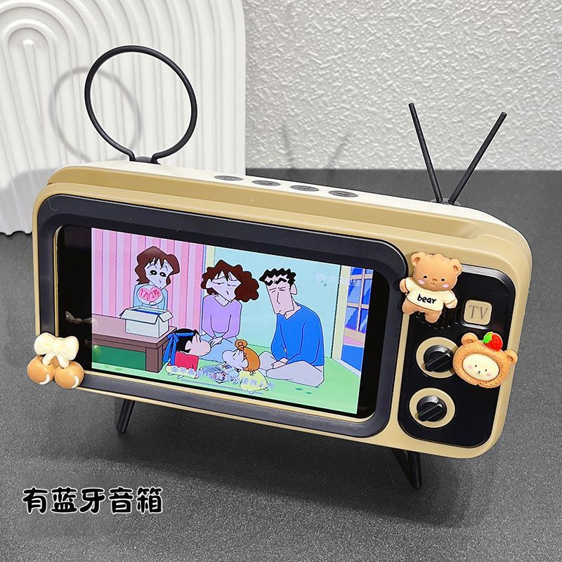 Vintage tv speaker - cute cartoon bluetooth speaker with phone stand - perfect for students & streaming