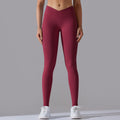 fashion seamless knitting breathable pure color cross waist peach hip yoga pants running fitness nine-point pants women