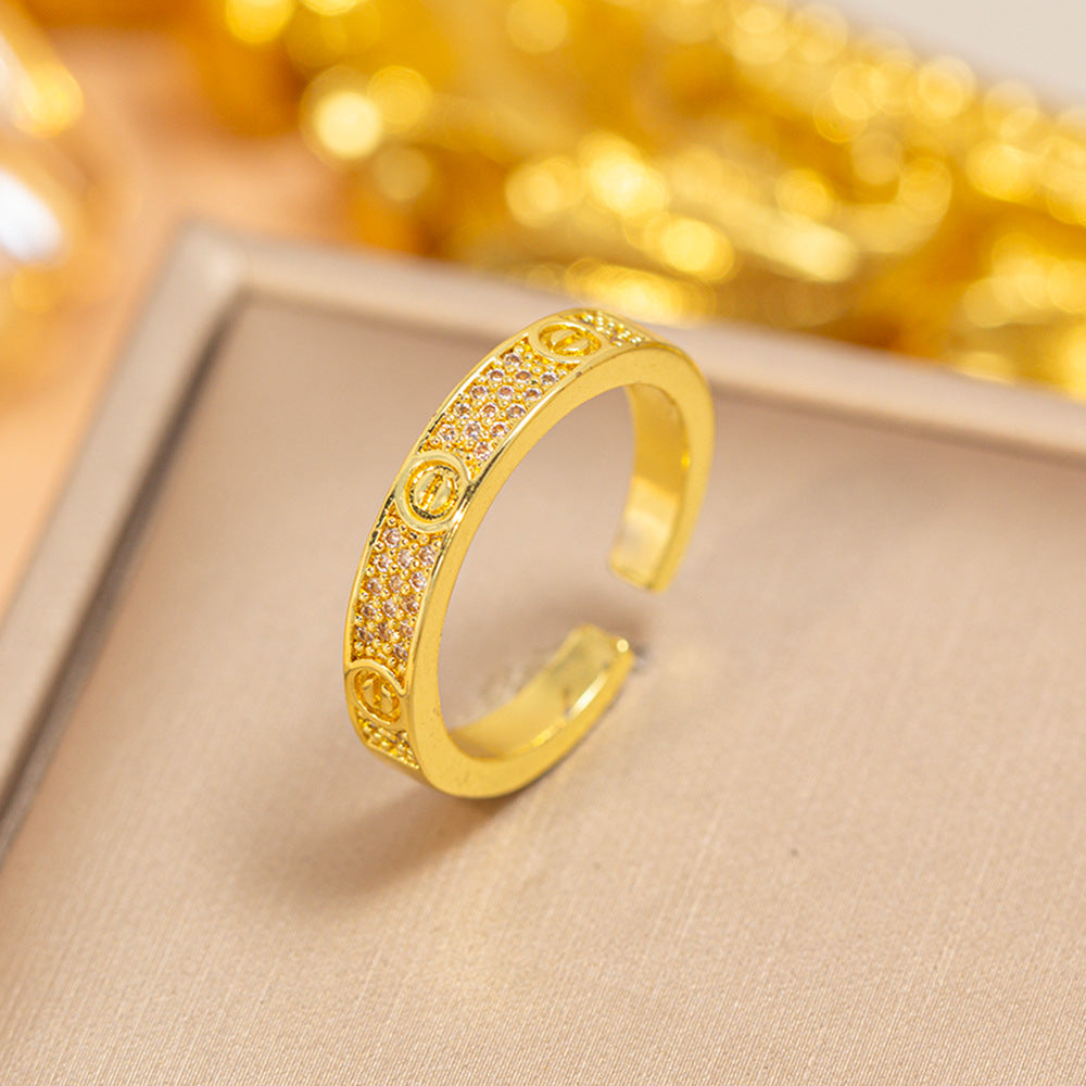 hot-selling design, full of diamonds, inlaid with zircons, exquisite women's openable adjustable rings, popular fashion accessories