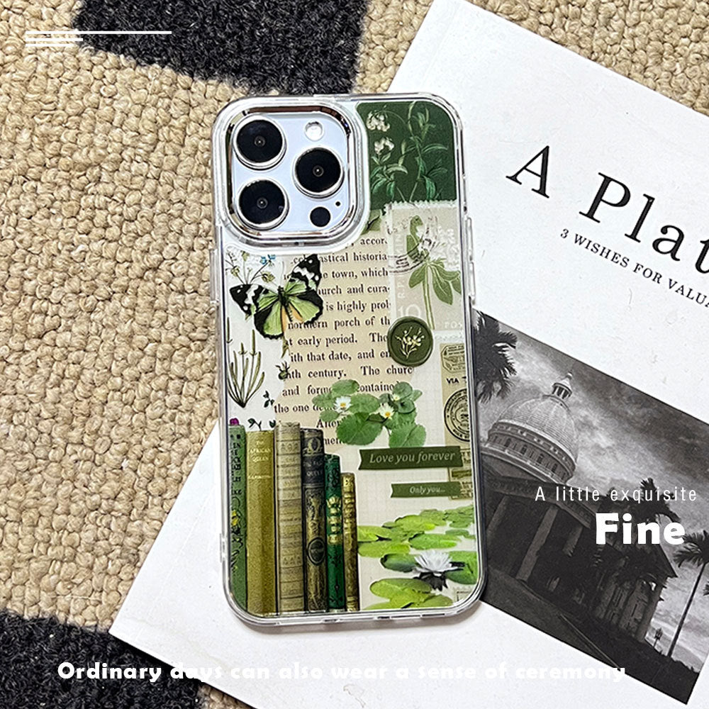 Retro patchwork suitable for apple 17promax eye-catching mobile phone case butterfly book ip16 transparent anti-fall protective cover
