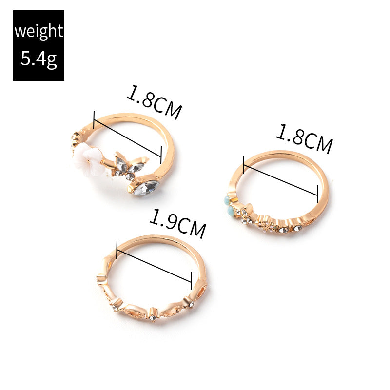 Wholesale color diamond hollow-out ring set - cross-border amazon hot-selling fashion jewelry alloy open ring set for women