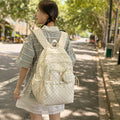 Korean style ins wind dot backpack with headphone holder - cute, fresh, and casual backpack for middle school, high school, and college students