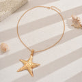 Wholesale starfish necklace - cross-border vintage ocean-inspired jewelry - women's unique, high-end double-layer pendant - starfish clavicle chain