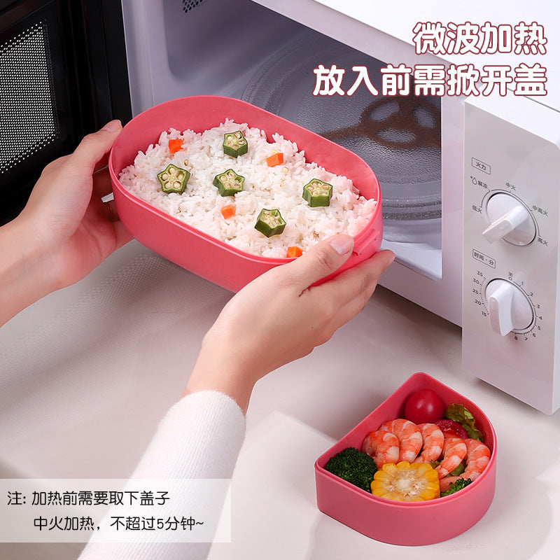 Cute lunch box with dividers, microwaveable bento box for office workers, fruit container, children's spring outing lunch box, picnic box