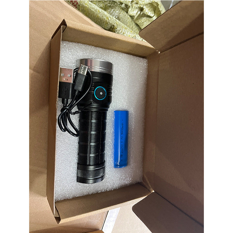 Cross-border new 8LED strong light flashlight Type-C rechargeable outdoor waterproof aluminum alloy high-power flashlight