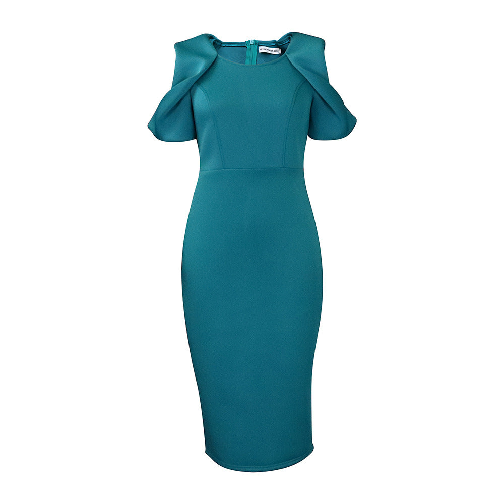 D289 european and american clothing  summer new independent station plus size women's clothing hip covering ol elegant commuting export dress