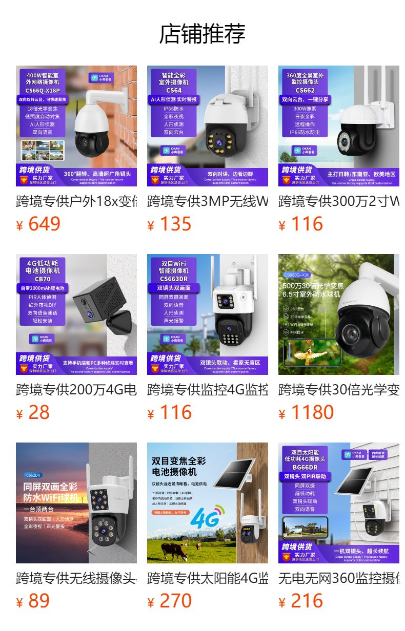 Cross-border dedicated wifi ball machine 5x optical zoom outdoor surveillance camera mobile phone remote 2.5 inch smart police