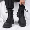 Boots men's new arrivalwinter black british style motorcycle zipper workwear boots high-top fleece-linedheattechcasual leather boots