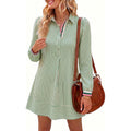 dopamine  autumn new arrival: high-end, elegant bubble sleeve striped mini dress