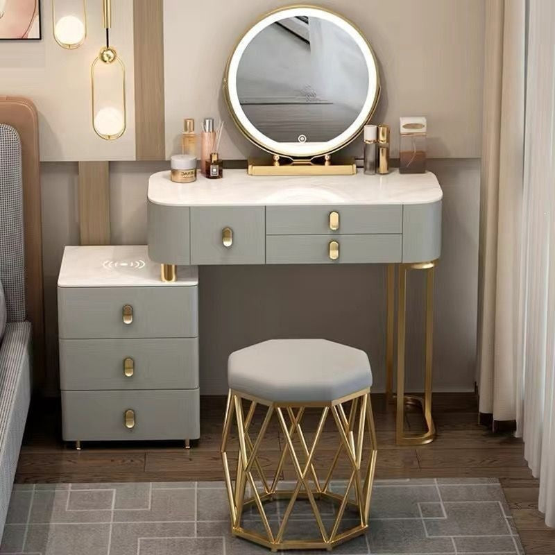 Vanity table bedroom solid wood smart home vanity table multi-functional makeup table accessible luxurycasualplaid vanity table